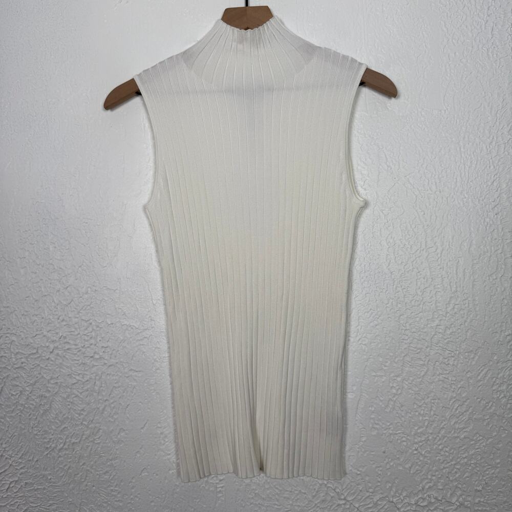 525 America High Neck Ribbed Sleeveless Top White Size Large Clean Girl NWT